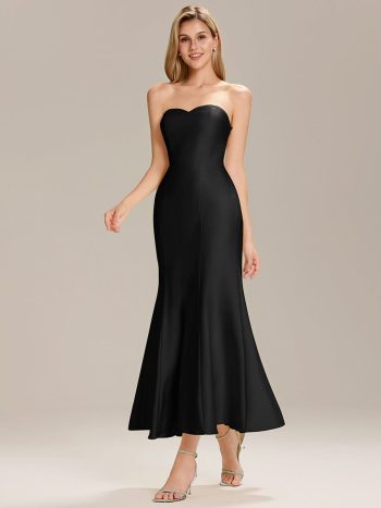 Knit Sleeveless Mermaid Wedding Guest Dress - Black