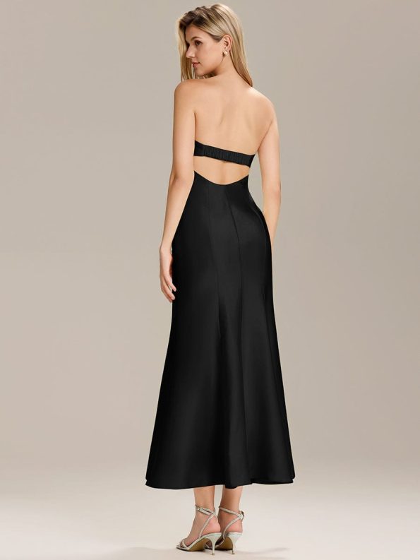 Knit Sleeveless Mermaid Wedding Guest Dress - Black