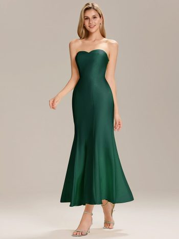 Knit Sleeveless Mermaid Wedding Guest Dress - Dark Green