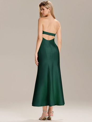 Knit Sleeveless Mermaid Wedding Guest Dress - Dark Green