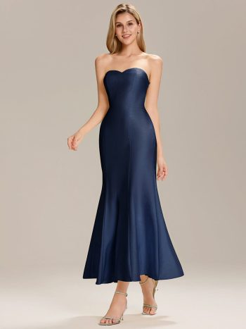 Knit Sleeveless Mermaid Wedding Guest Dress - Navy Blue