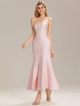 Knit Sleeveless Mermaid Wedding Guest Dress - Pink
