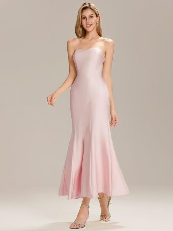Knit Sleeveless Mermaid Wedding Guest Dress - Pink