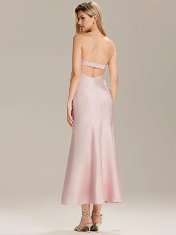 Knit Sleeveless Mermaid Wedding Guest Dress - Pink