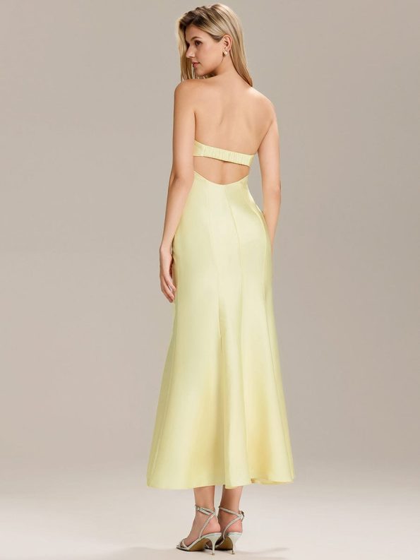 Knit Sleeveless Mermaid Wedding Guest Dress - Yellow