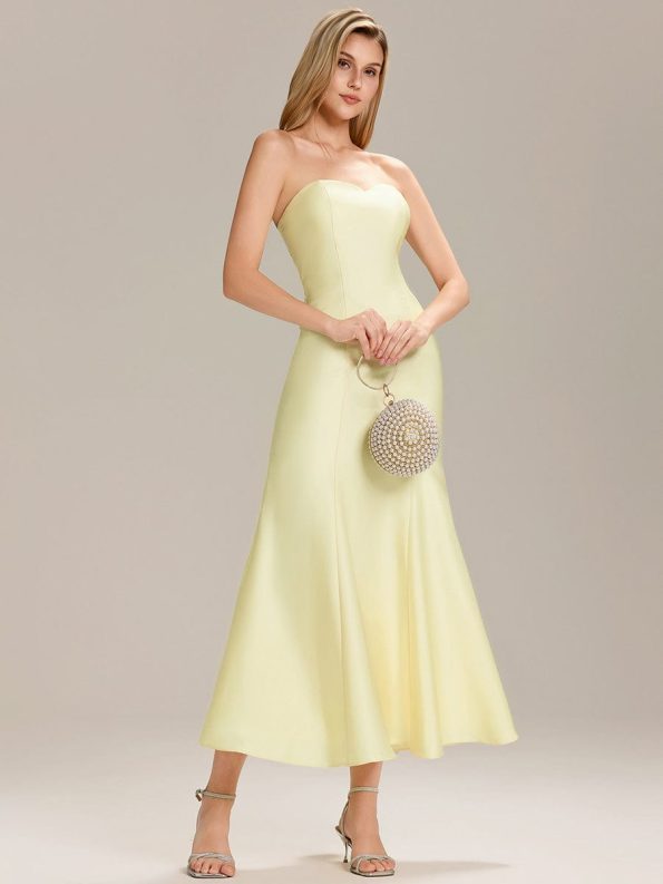 Knit Sleeveless Mermaid Wedding Guest Dress - Yellow