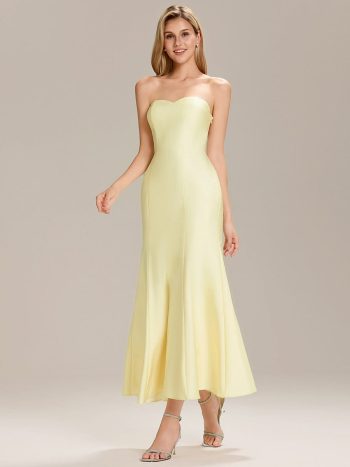 Knit Sleeveless Mermaid Wedding Guest Dress - Yellow
