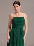 Asymmetrical Hem Strappy Chiffon A-Line Backless Bridesmaid Dress – Dark Green