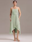 Asymmetrical Hem Strappy Chiffon A-Line Backless Bridesmaid Dress - Mint Green