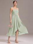 Asymmetrical Hem Strappy Chiffon A-Line Backless Bridesmaid Dress – Mint Green