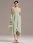 Asymmetrical Hem Strappy Chiffon A-Line Backless Bridesmaid Dress – Mint Green