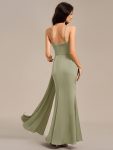 Satin Spaghetti Strap Maxi Mermaid Bridesmaid Dress – Sage Green