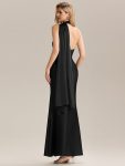 Flowing Ribbons Satin Sleeveless Bridesmaid Dress – Black