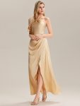 Flowing Ribbons Satin  Bridesmaid Dress – Champagne