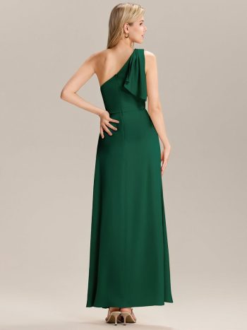 Flowing Ribbons Satin Bridesmaid Dress - Dark Green