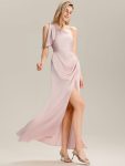 Flowing Ribbons Satin Bridesmaid Dress - Pink