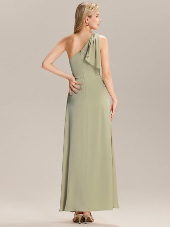 Flowing Ribbons Satin Bridesmaid Dress - Sage Green