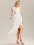 Flowing Ribbons Satin Bridesmaid Dress - White