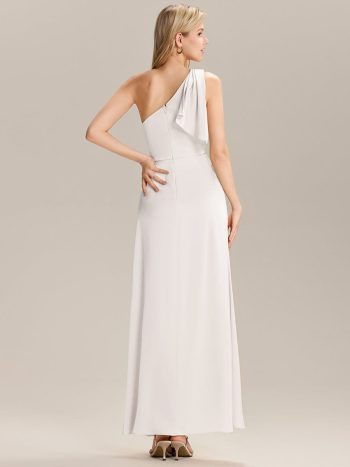 Flowing Ribbons Satin Bridesmaid Dress - White