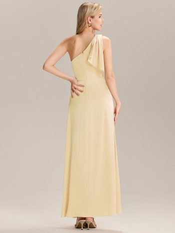 Flowing Ribbons Satin Bridesmaid Dress - Yellow