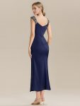 Satin High Slit Formal Maxi Dress – Navy Blue