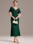 Sequin Embroidery Mermaid Formal Dress - Dark Green