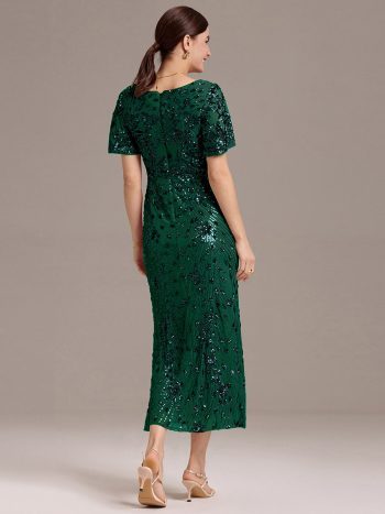 Sequin Embroidery Mermaid Formal Dress - Dark Green
