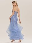 Tie Back Sequin Mermaid Evening Dress – Light Blue