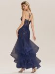 Tie Back Sequin Mermaid Evening Dress – Navy Blue