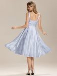 Elegant Satin Sleeveless Midi Dress with Pockets - Ice Blue