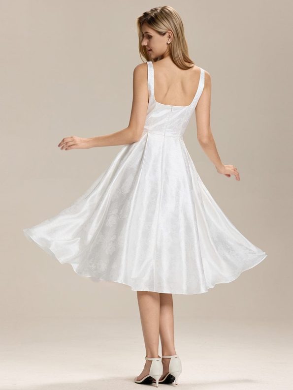 Elegant Satin Sleeveless Midi Dress with Pockets - White