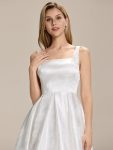 Elegant Satin Sleeveless Midi Dress with Pockets – White