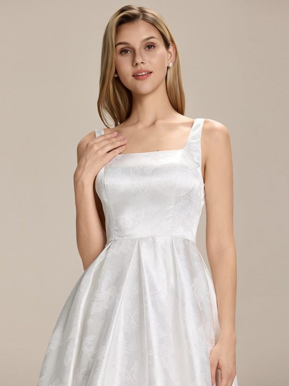 Elegant Satin Sleeveless Midi Dress with Pockets - White