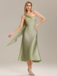Satin One-Shoulder Midi Wedding Guest Dress - Sage Green