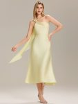 Satin One-Shoulder Midi Wedding Guest Dress – Yellow