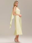 Satin One-Shoulder Midi Wedding Guest Dress – Yellow