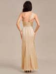 Satin One Shoulder Side Split Maxi Mermaid Bridesmaid Dress – Champagne