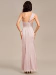 Satin One Shoulder Side Split Maxi Mermaid Bridesmaid Dress – Pink