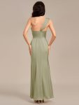 Satin One Shoulder Side Split Maxi Mermaid  Bridesmaid Dress – Sage Green
