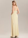 Flowing Ribbons Pleated Satin Sleeveless Bridesmaid Dress – Yellow