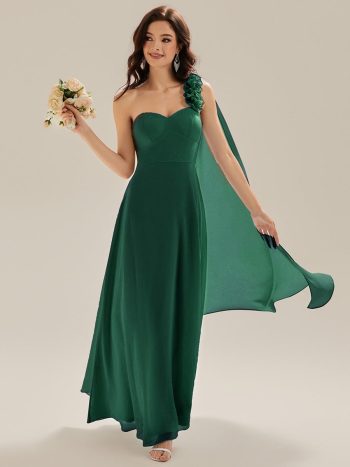 Flowing Ribbons Chiffon Sleeveless Dress - Dark Green