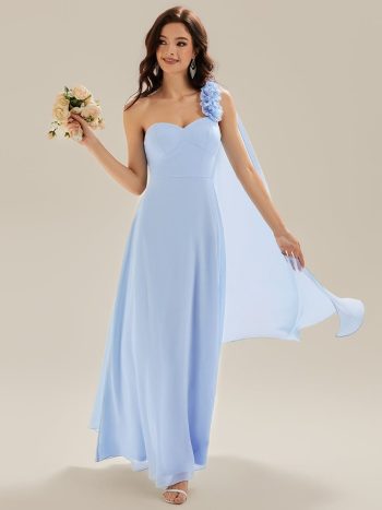 Flowing Ribbons Chiffon Sleeveless Dress - Ice Blue