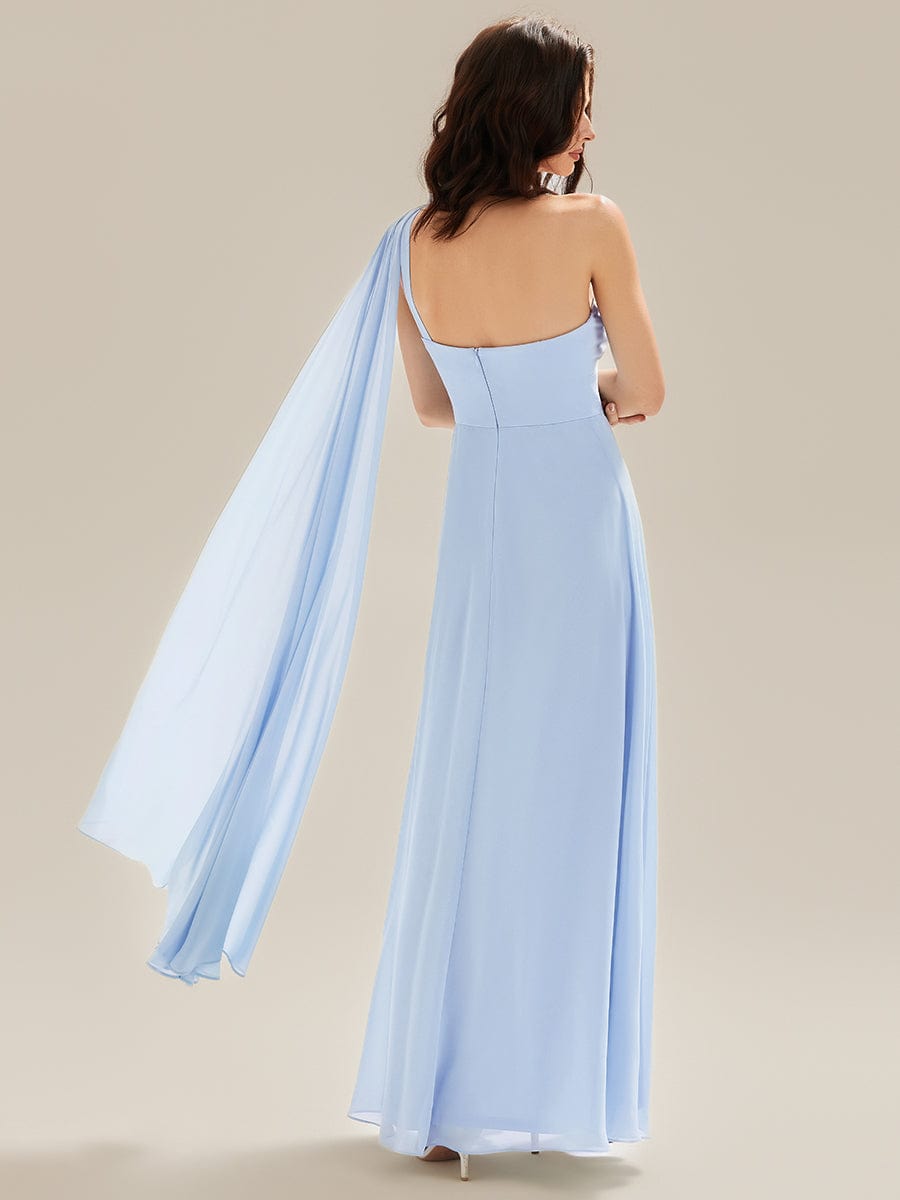 Flowing Ribbons Chiffon Sleeveless Dress - Ice Blue Flowing Ribbons Chiffon Sleeveless Dress - Ice Blue