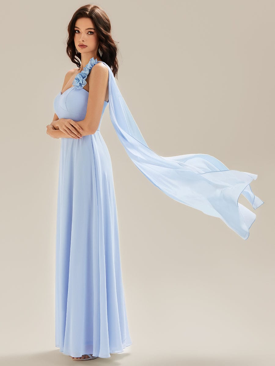Flowing Ribbons Chiffon Sleeveless Dress - Ice Blue Flowing Ribbons Chiffon Sleeveless Dress - Ice Blue