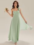 Flowing Ribbons Chiffon Sleeveless Dress - Mint Green