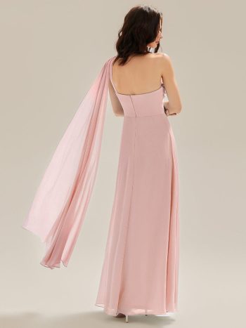 Flowing Ribbons Chiffon Sleeveless Dress - Pink