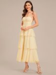 Tie Knot Chiffon Sleeveless Wedding Guest Dress – Yellow