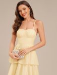 Tie Knot Chiffon Sleeveless Wedding Guest Dress – Yellow