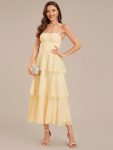 Tie Knot Chiffon Sleeveless Wedding Guest Dress - Yellow