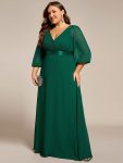 Long Sleeves Chiffon Empire Waist A-Line Maxi Formal Evening Dress – Dark Green